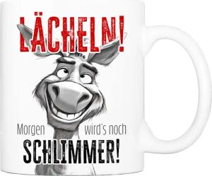 Cadouri Tasse mit Spruch LÄCHELN! Kaffeetasse