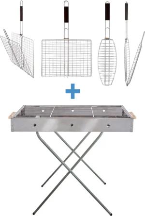 EuroStock Holzkohlegrill freistehender Edelstahl Barbecue Grill