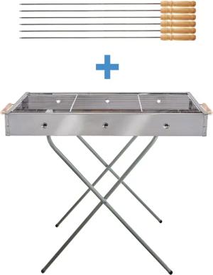 EuroStock Holzkohlegrill freistehender Edelstahl Barbecue Grill
