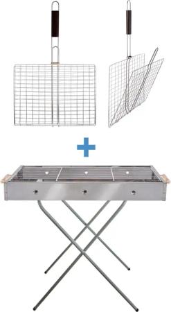 EuroStock Holzkohlegrill freistehender Edelstahl Barbecue Grill