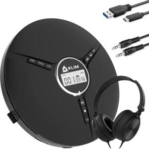 KLIM tragbarer Discman mit Kopfhörer Stereo-CD