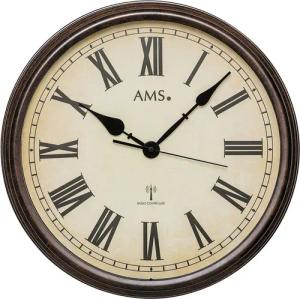 AMS Funkwanduhr F5977 (Quarz,Metall,Glas,Wohnzimmer,Esszimmer,Küche,Arbeitszimmer,Büro,Flur)