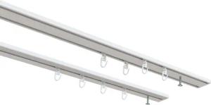 indeko Vorhangschiene Wendeschiene, 2-läufig, Aluminium, Innenlaufschiene
