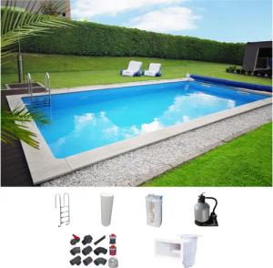 KWAD Rechteckpool mit Edelstahlleiter (Set), in