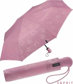Esprit Taschenregenschirm Damen Easymatic Light Auf-Zu Automatik Starburst - dusky orchid metall, stabil, praktisch, mit verspieltem Sternenmuster