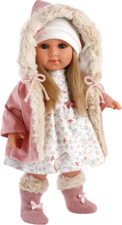 Llorens Stehpuppe Elena blond mit Kapuzenmantel,