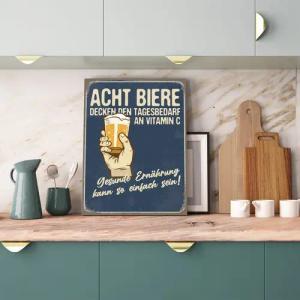 queence Metallbild Acht Biere Spruch Stahlschild
