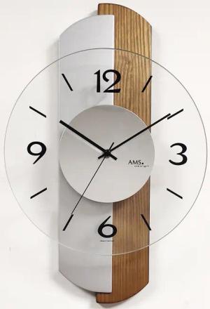 AMS Wanduhr W9211 (Made in Germany,Holz,Wohnzimmer,Esszimmer,Küche,Arbeitszimmer,Flur)