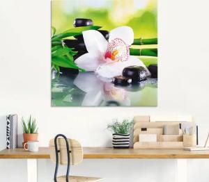 Artland Glasbild Spa Steine Bambus Zweige