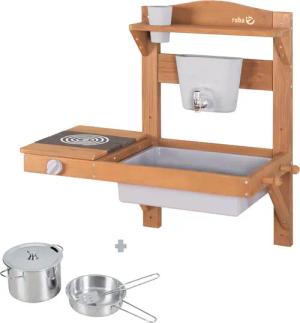 roba® Outdoor-Spielküche Matschküche zum Hängen, teakholzfarben