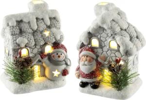 I.GE.A. LED-Dekofigur Haus mit Schneemann Nikolaus