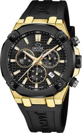 JAGUAR Chronograph Jaguar Herrenuhr Silikon schwarz Jaguar, (Chronograph), Herren Armbanduhr rund, Silikonarmband schwarz