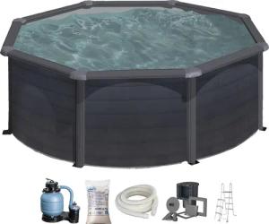 Gre Rundpool GRAPHITE (Set), 4-tlg., Stahlwandpool,