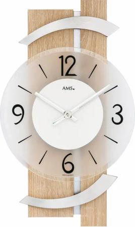 AMS Wanduhr W9546 (Quarzuhr,Holz,Wohnzimmer,Esszimmer,Küche,Made in Germany,Büro,Flur)