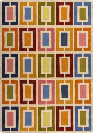 FLAIR RUGS Wollteppich Retro Blocks, rechteckig,