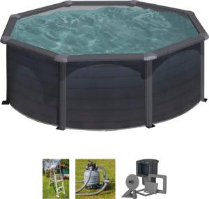 Gre Rundpool GRAPHITE (Set), 4-tlg., Stahlwandpool,