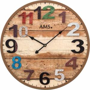 AMS Wanduhr W9539 (Quarzuhr,Holz,Wohnzimmer,Esszimmer,Küche,Arbeitszimmer,Büro,Flur)