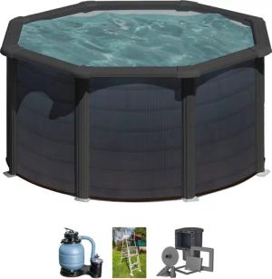 Gre Rundpool GRAPHITE (Set), 4-tlg., Stahlwandpool,