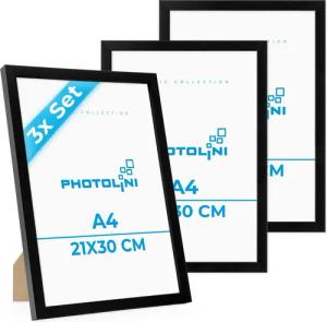 PHOTOLINI Bilderrahmen 3er Set, stabiles MDF-Holz,