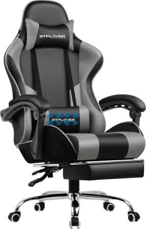 GTPLAYER Gaming-Stuhl Bürostuhl mit Massagefunktion, Fußstütze,