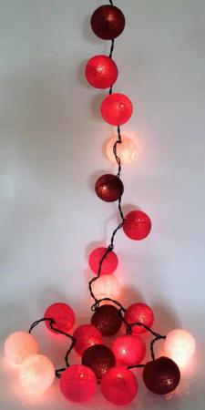 Guru-Shop LED-Lichterkette Stoff Ball Lichterkette, 20`er