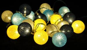 Guru-Shop LED-Lichterkette Stoff Ball Lichterkette, 20`er
