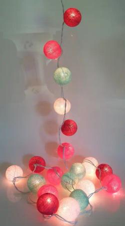 Guru-Shop LED-Lichterkette Stoff Ball Lichterkette, 20`er