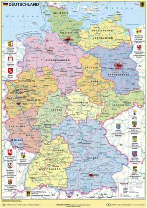 STIEFEL Poster Deutschland politisch mit Bundesländerwappen