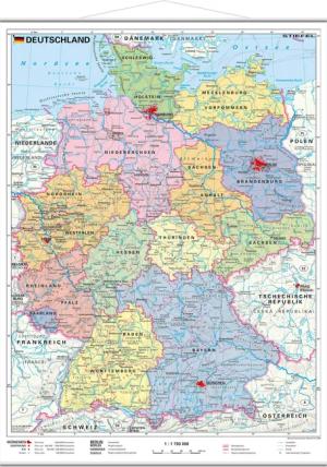 STIEFEL Poster Deutschland politisch mit Metallbeleistung,