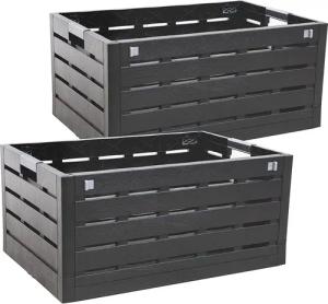Centi Klappbox Faltbox, Einkaufskorb mit Holzdekor,