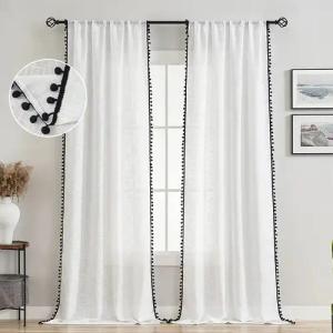 BTTO V&G Scheibengardine Retro Vorhänge,Voile Gardinen