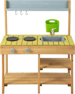 COSTWAY Outdoor-Spielküche Kinderküche Holz, mit Stauraum,