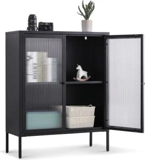 Coemo Highboard TOKIO, Schwarz Metall, Vitrine