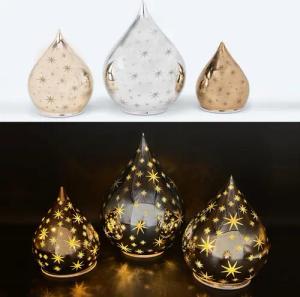 Online-Fuchs LED Dekoobjekt 3er Set Glastropfen