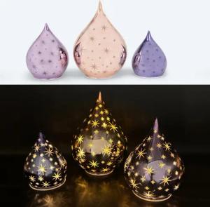 Online-Fuchs LED Dekoobjekt 3er Set Glastropfen