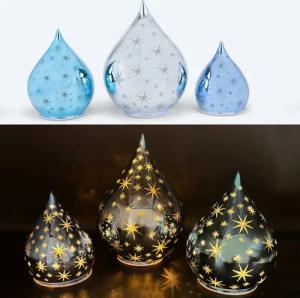 Online-Fuchs LED Dekoobjekt 3er Set Glastropfen