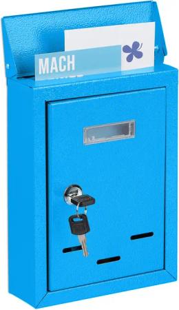 relaxdays Briefkasten mit Namensschild (1-St), Blau
