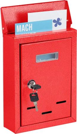 relaxdays Briefkasten mit Namensschild (1-St), Rot