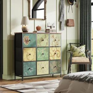 PXloue Kommode Sideboard Schubkastenkommode, 9 Schubladen,