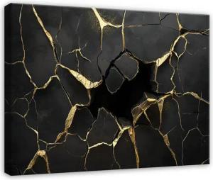 Wallarena Leinwandbild Abstrakt Schwarz Gold Marmor