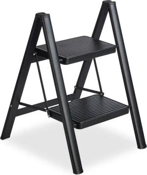 relaxdays Bockleiter Klappbare Trittleiter aus Stahl,