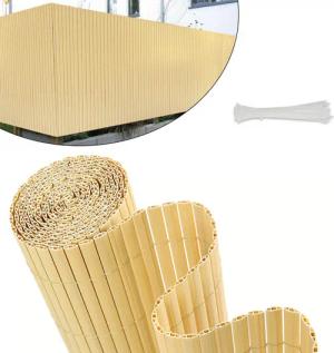 Sekey Balkonsichtschutz PVC Sichtschutzmatte Grau Bambus