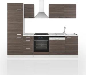 Vicco Küchenzeile Optima, Edelgrau/Weiß, 270 cm