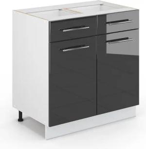 Vicco Unterschrank Fame-Line, Anthrazit Hochglanz/Weiß, 80cm