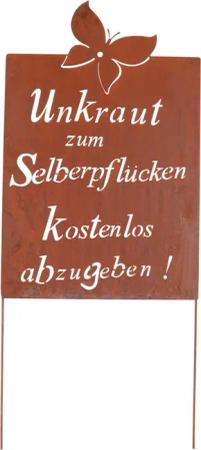 UNUS GARDEN Gartenstecker Roststecker Schild Spruch