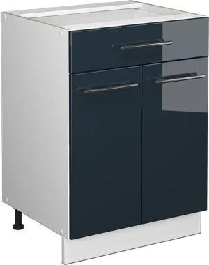 Vicco Unterschrank Fame-Line, Dunkelblau Hochglanz/Weiß, 60