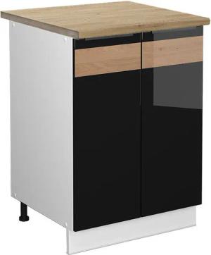 Vicco Unterschrank Fame-Line, Schwarz Eiche hochglanz/Weiß,