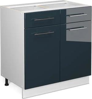 Vicco Unterschrank Fame-Line, Dunkelblau Hochglanz/Weiß, 80