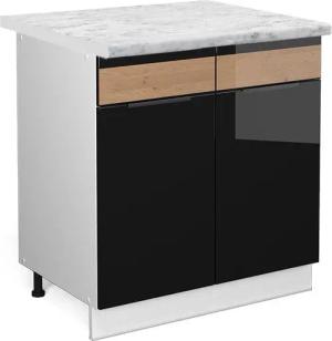 Vicco Unterschrank Fame-Line, Schwarz Eiche hochglanz/Weiß,