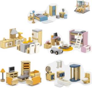TikTakToo Puppenhausmöbel Schlafzimmer, Kinderzimmer, Küche, Bad,